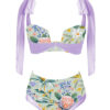 Ensemble de bikini taille haute à fleurs violet 6